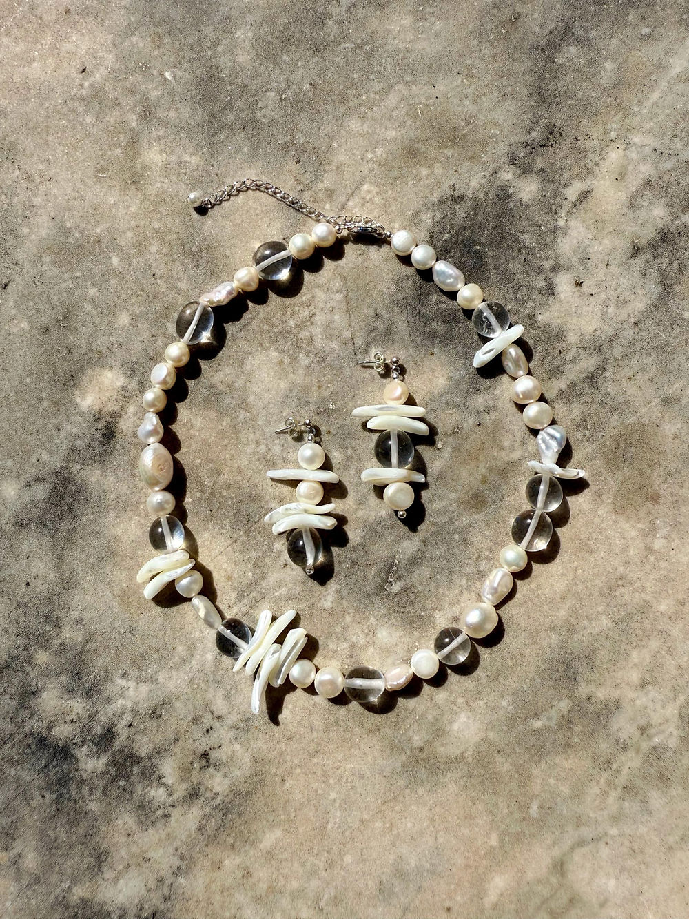 Mixed Pearl, Mother of Pearl & Quartz Necklace