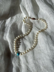 Turquoise & Blue Silk Pearl Necklace