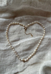 Heart & Pink Silk Pearl Necklace
