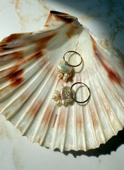 Jellyfish Coin Pearl Hoop Earrings