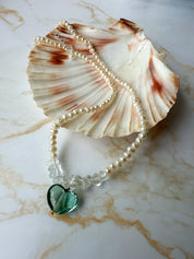 Glass Heart & Freshwater Pearl Necklace
