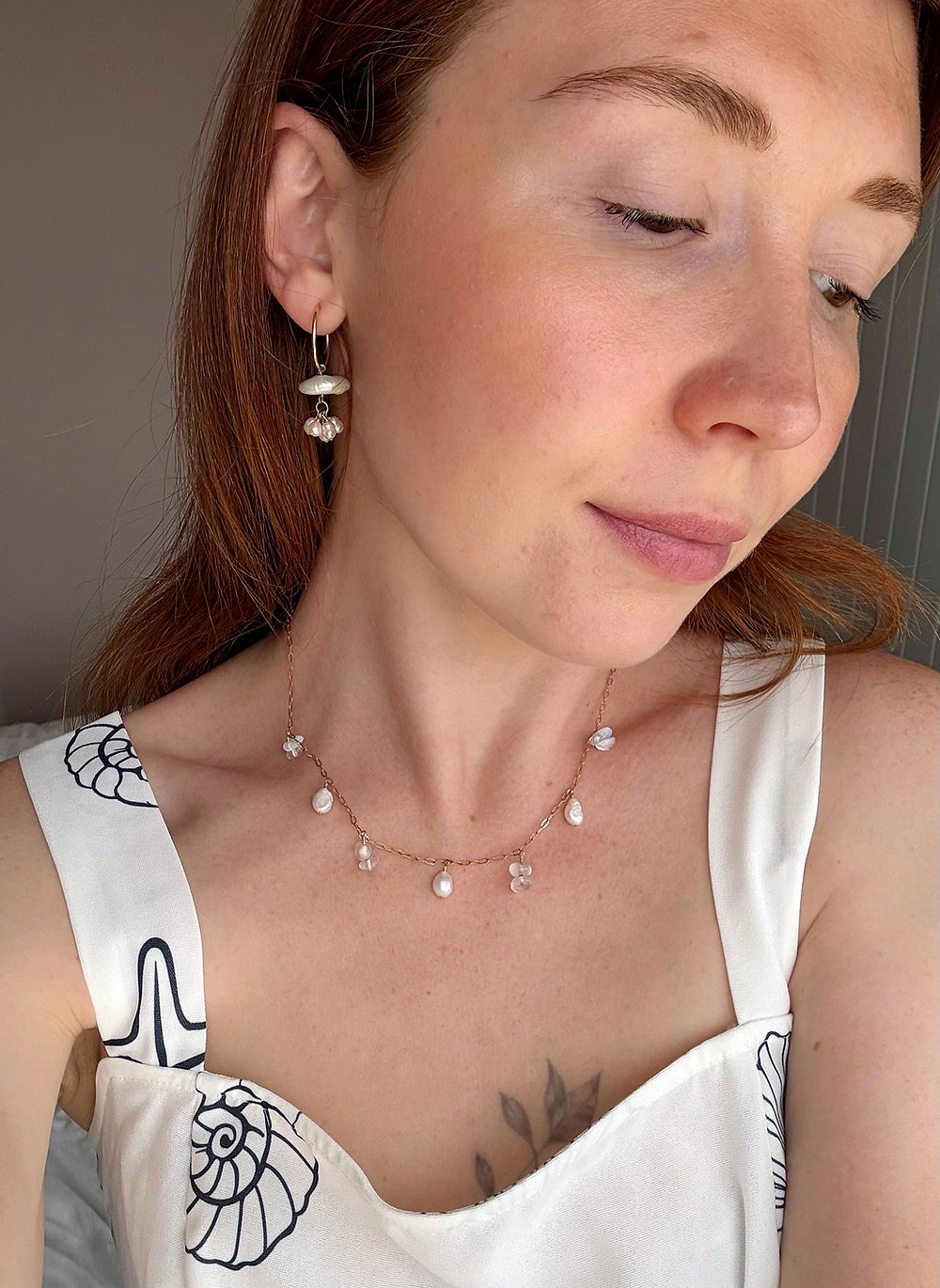 Jellyfish Coin Pearl Hoop Earrings