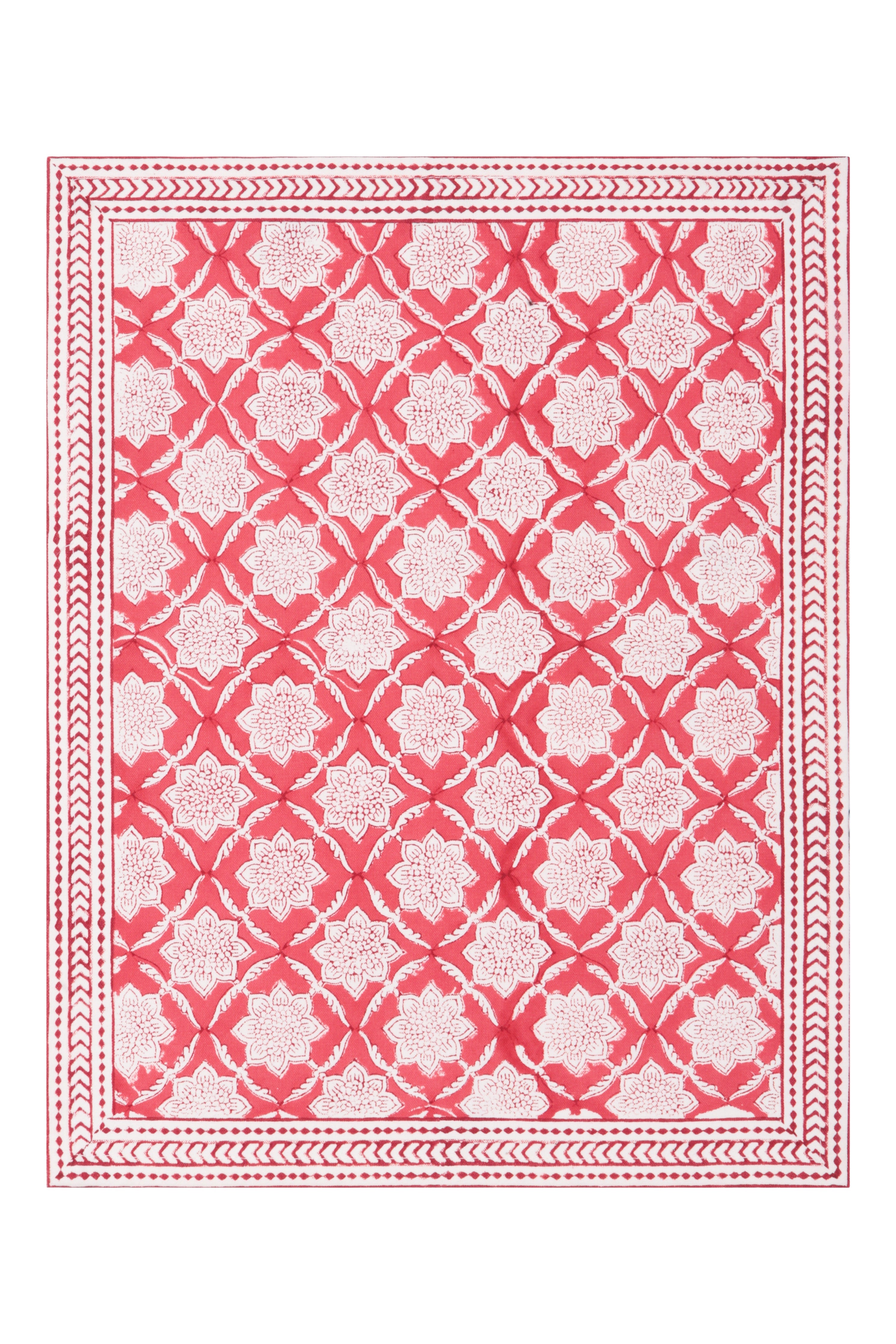 Bordered Mat 35 X 45 Cms Place Mat Cotton Coral Red One Size