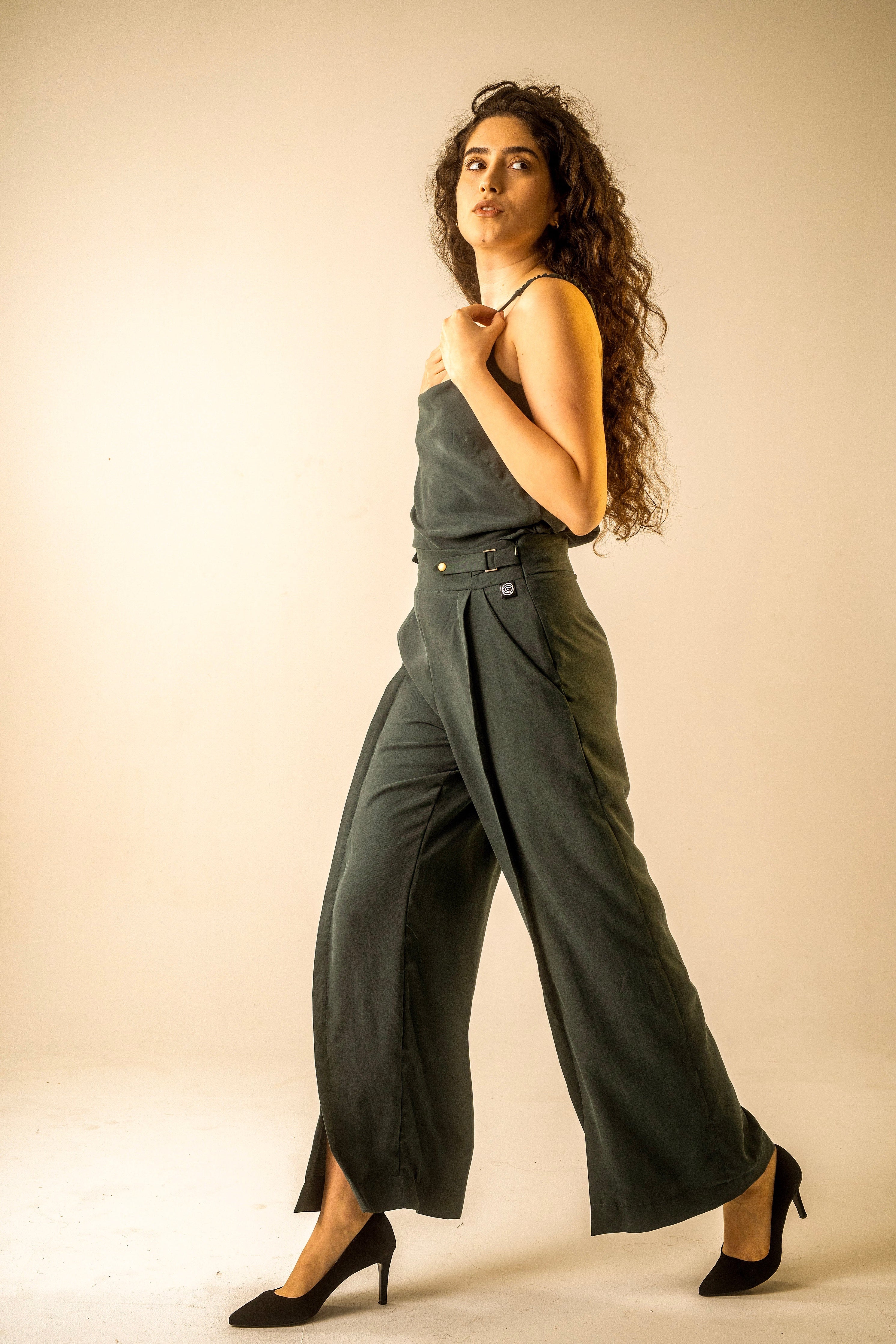 Teal Cowl Camisole Top