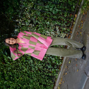 Candice Wide Sleeve Checked Button Cardigan - Pink & Green