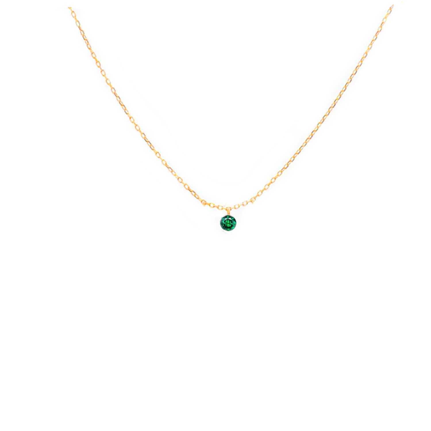 Rising Star Emerald Solitaire Necklace