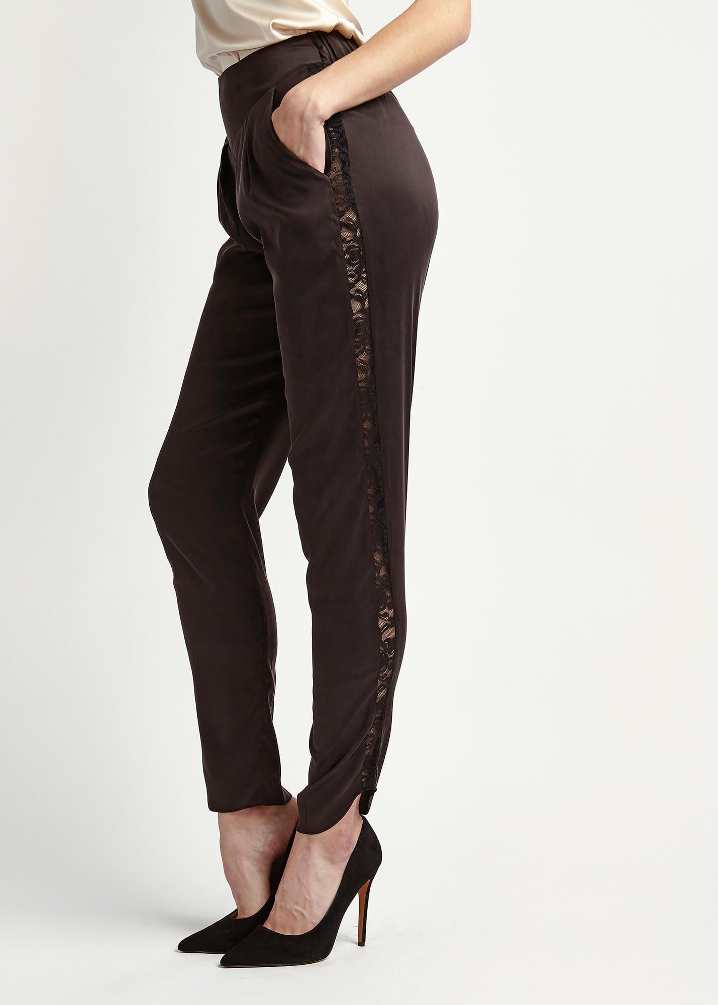 Estella Dusk Lace Silk Trousers