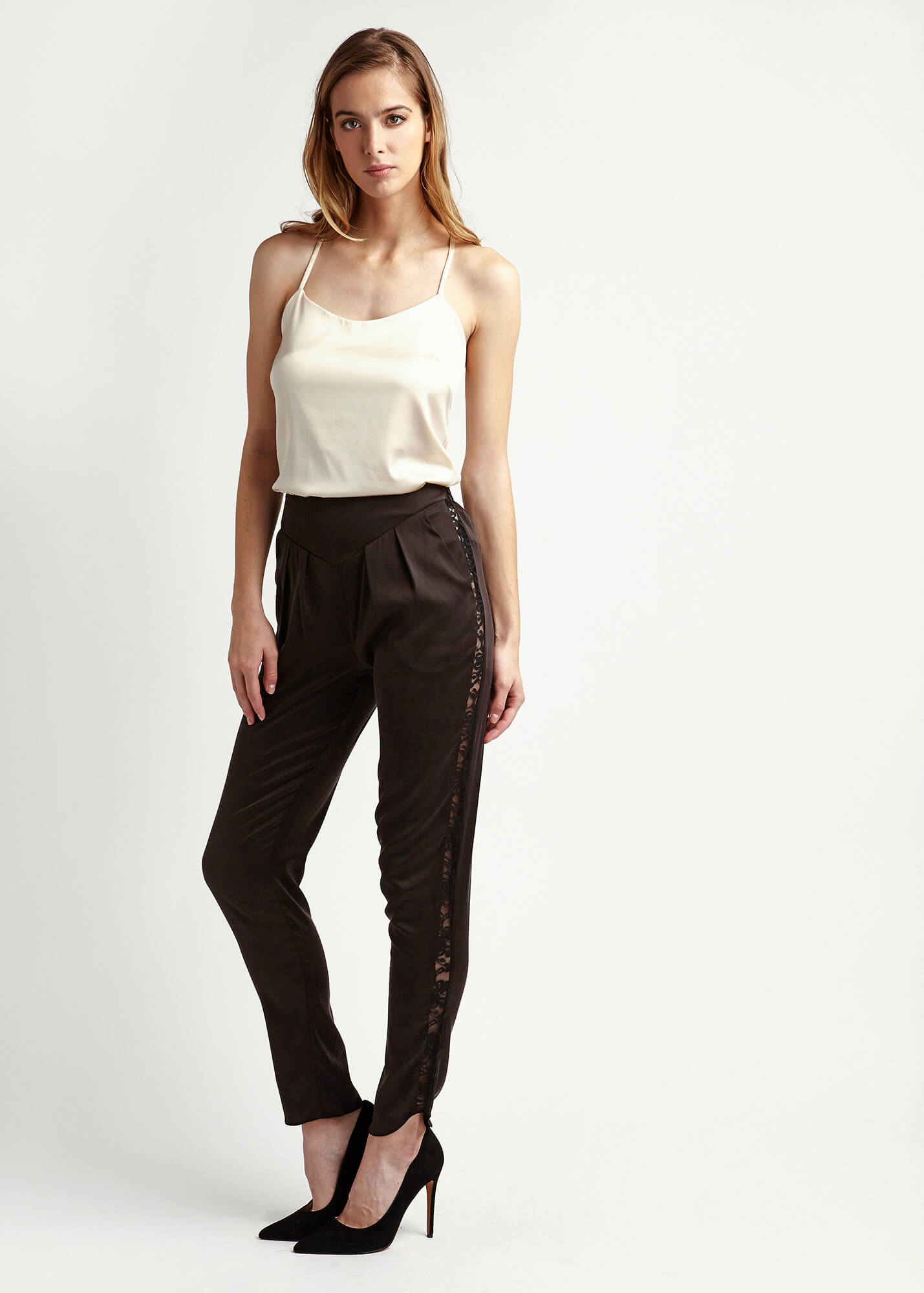 Estella Dusk Lace Silk Trousers