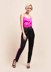 Estella Ebony Amaranth Silk Trousers