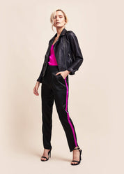 Estella Ebony Amaranth Silk Trousers