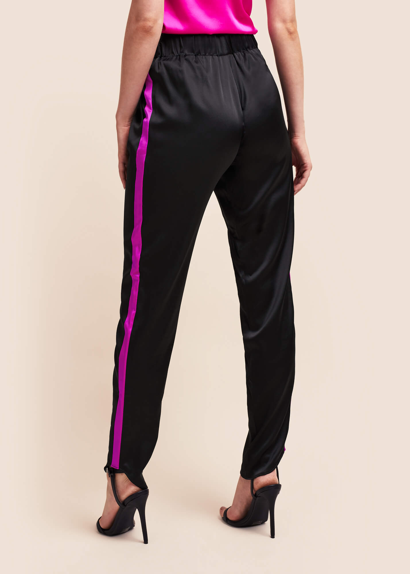 Estella Ebony Amaranth Silk Trousers