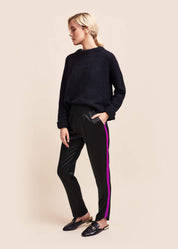 Estella Ebony Amaranth Silk Trousers