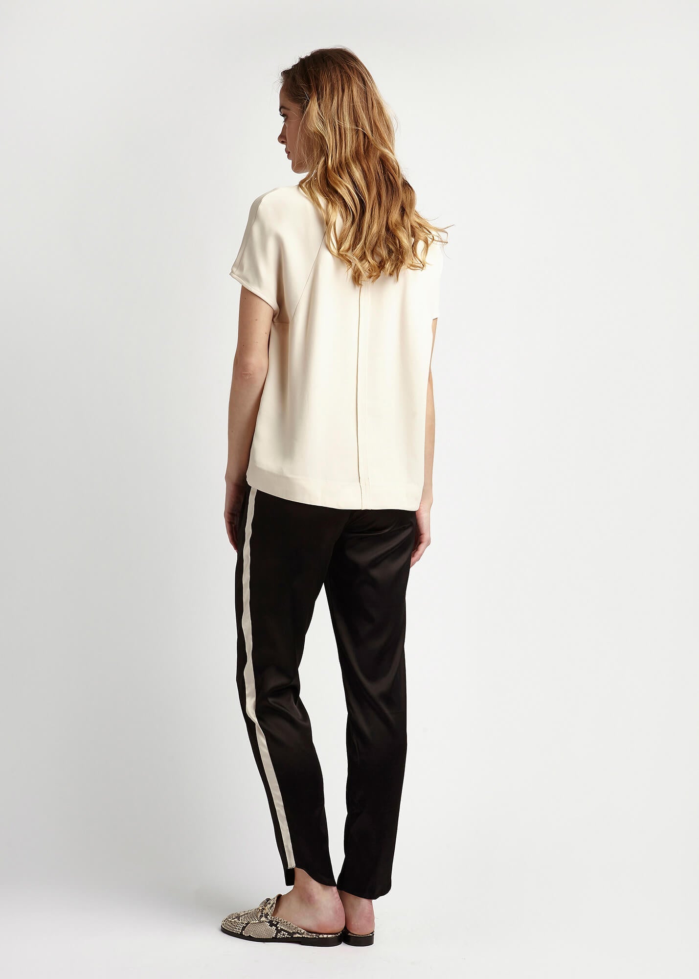 Estella Ebony Oyster Silk Trouser