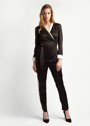 Estella Ebony Oyster Silk Trouser