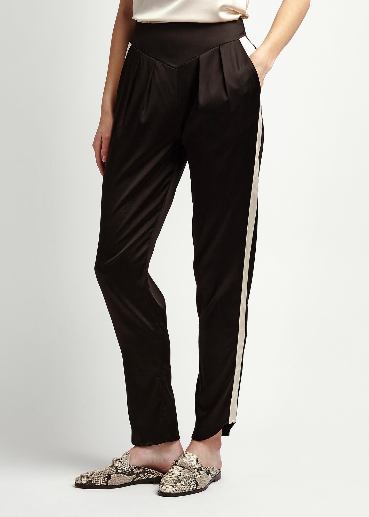 Estella Ebony Oyster Silk Trouser