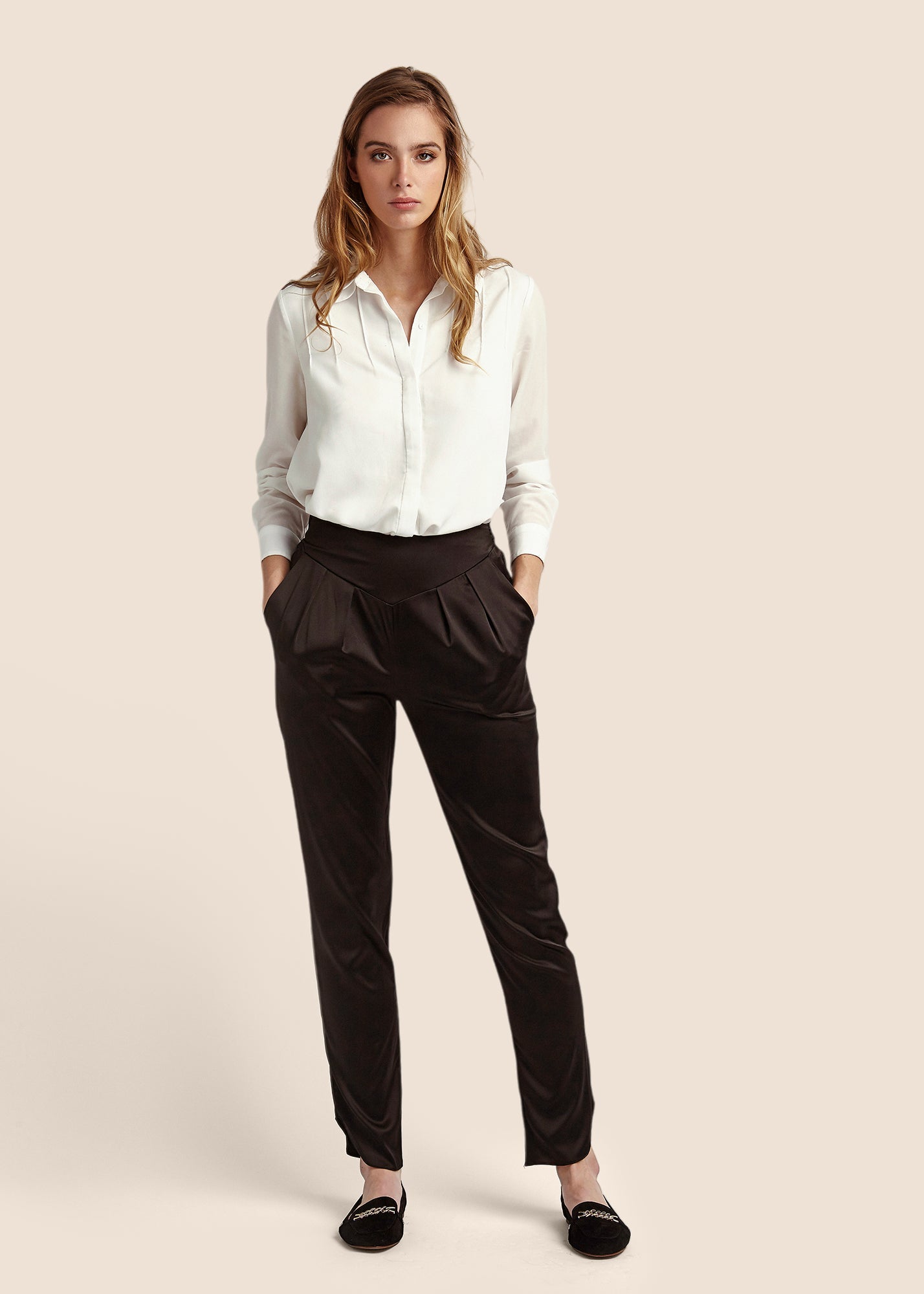 Estella Ebony Silk Trousers