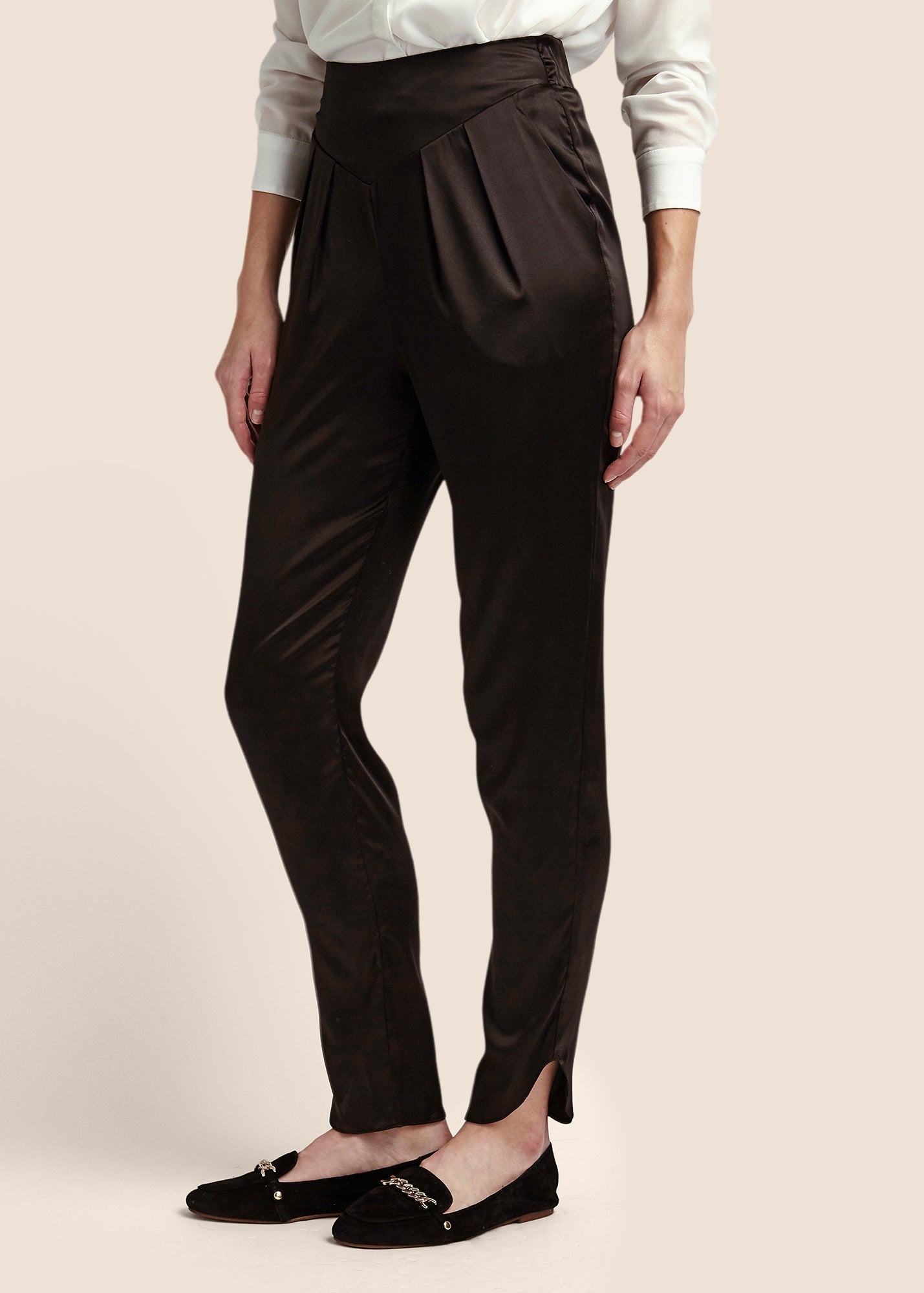 Estella Ebony Silk Trousers