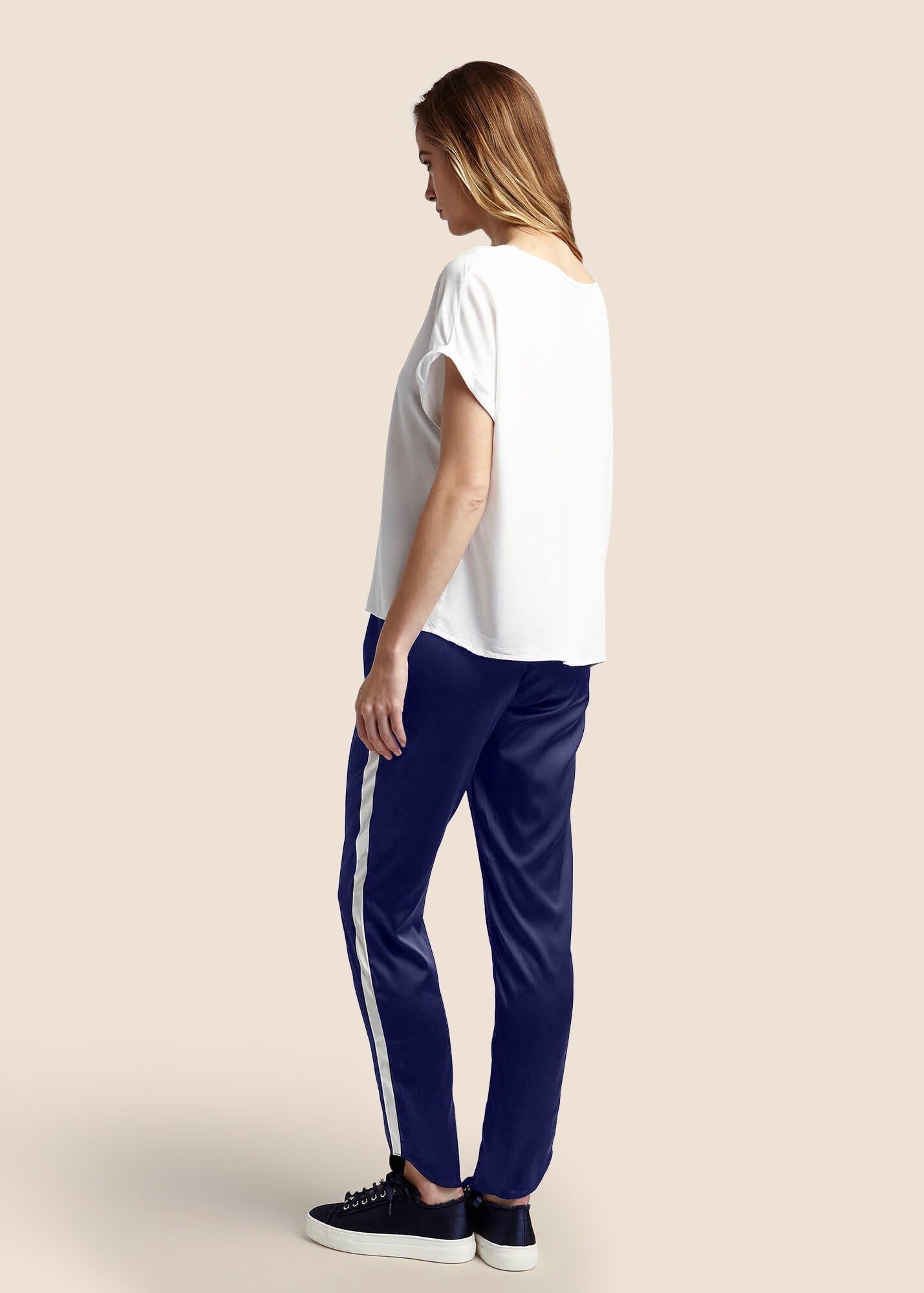 Estella Ink Ivory Silk Trousers