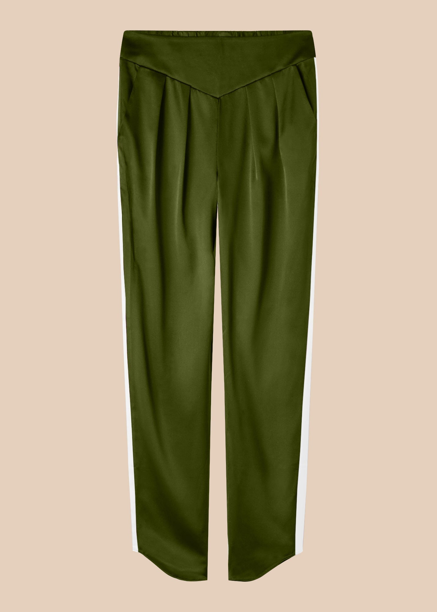 Estella Matcha Ivory Silk Trousers