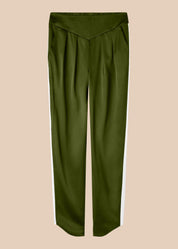 Estella Matcha Ivory Silk Trousers