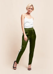 Estella Matcha Ivory Silk Trousers