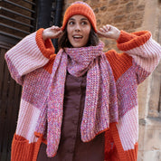 Florence Twist Oversized Knitted Scarf - Orange