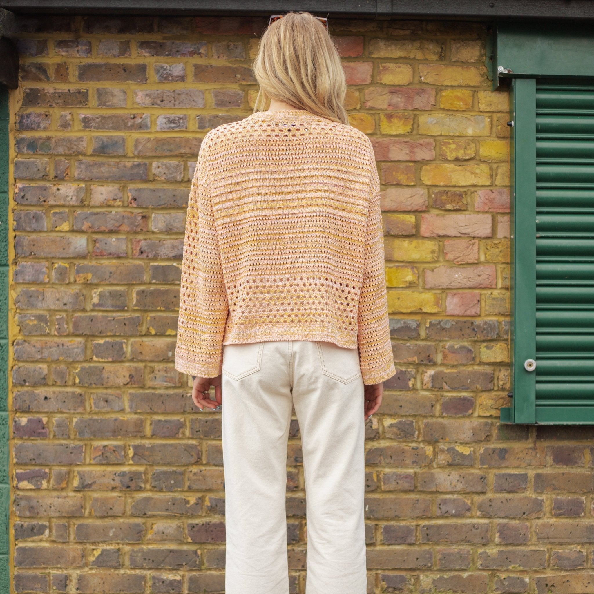 Gala Recycled Cotton Mix Pointelle Wide Sleeve Jumper - Orange