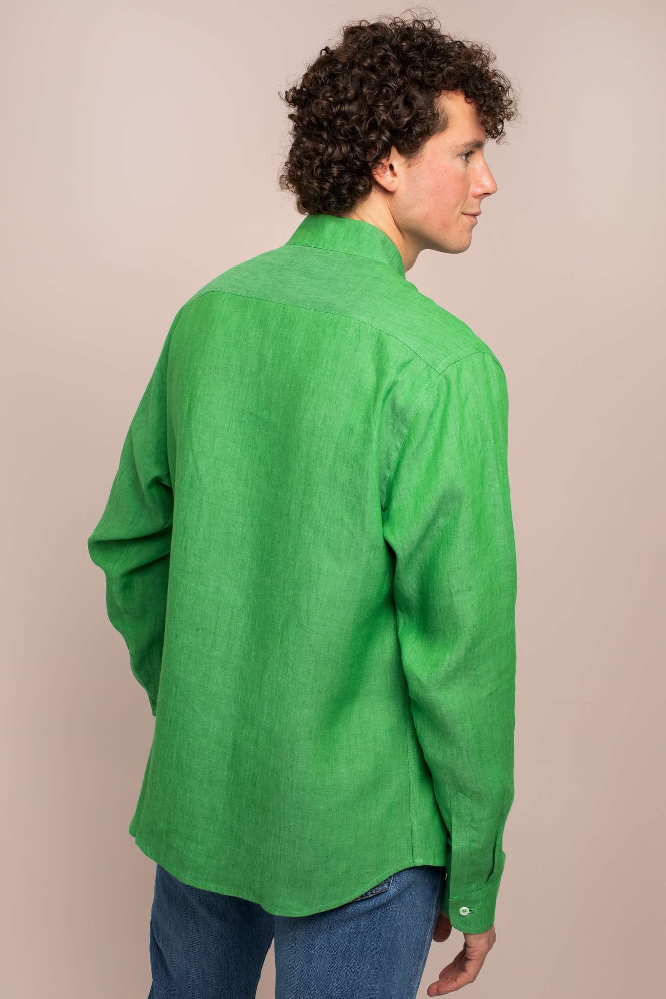 Green - Coral Linen Shirt