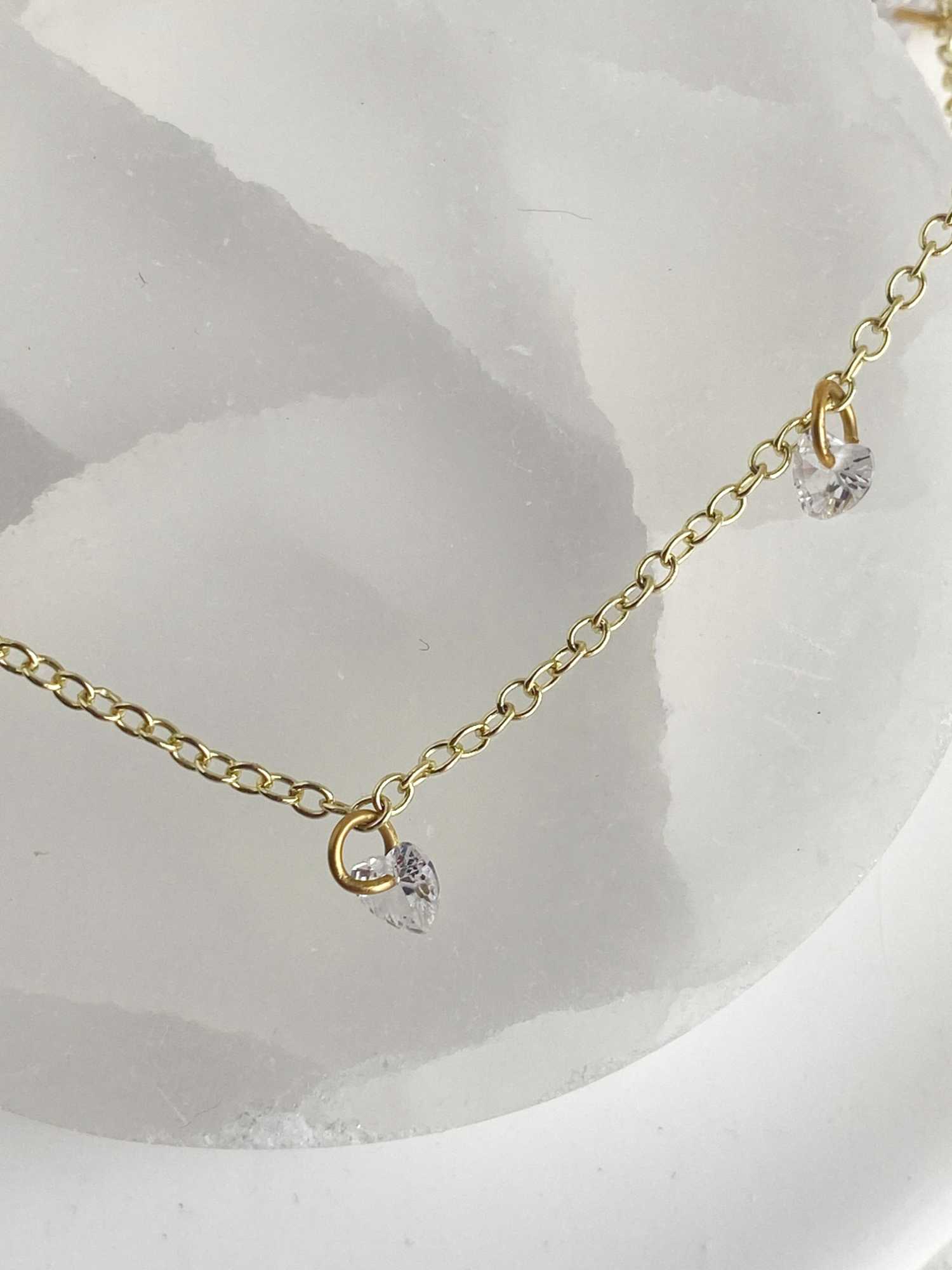 Rising Star Heart Diamond Station Necklace