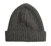 100% Cashmere Ribbed Beanie