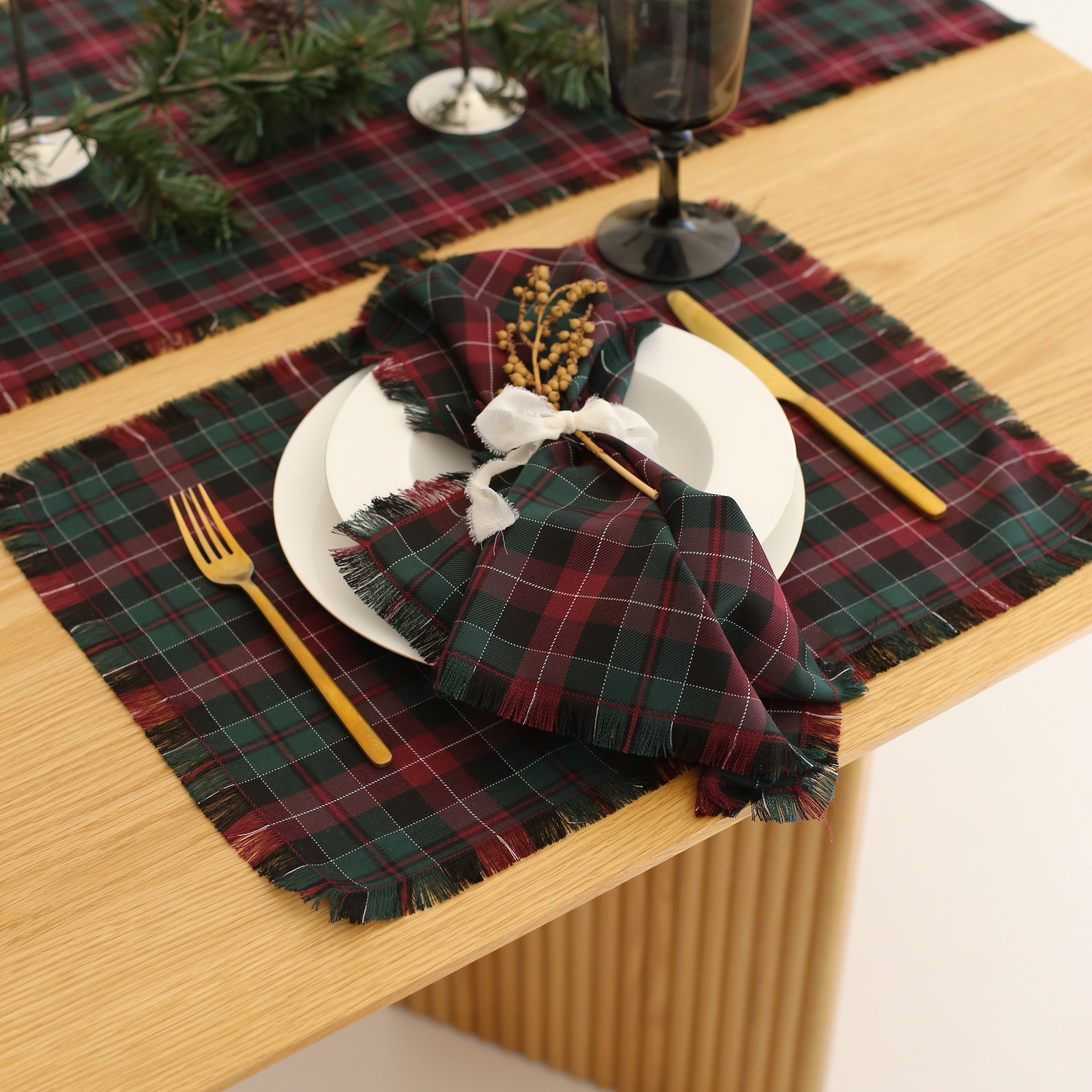 Tartan Themed Cotton Napkins (Set of 2)