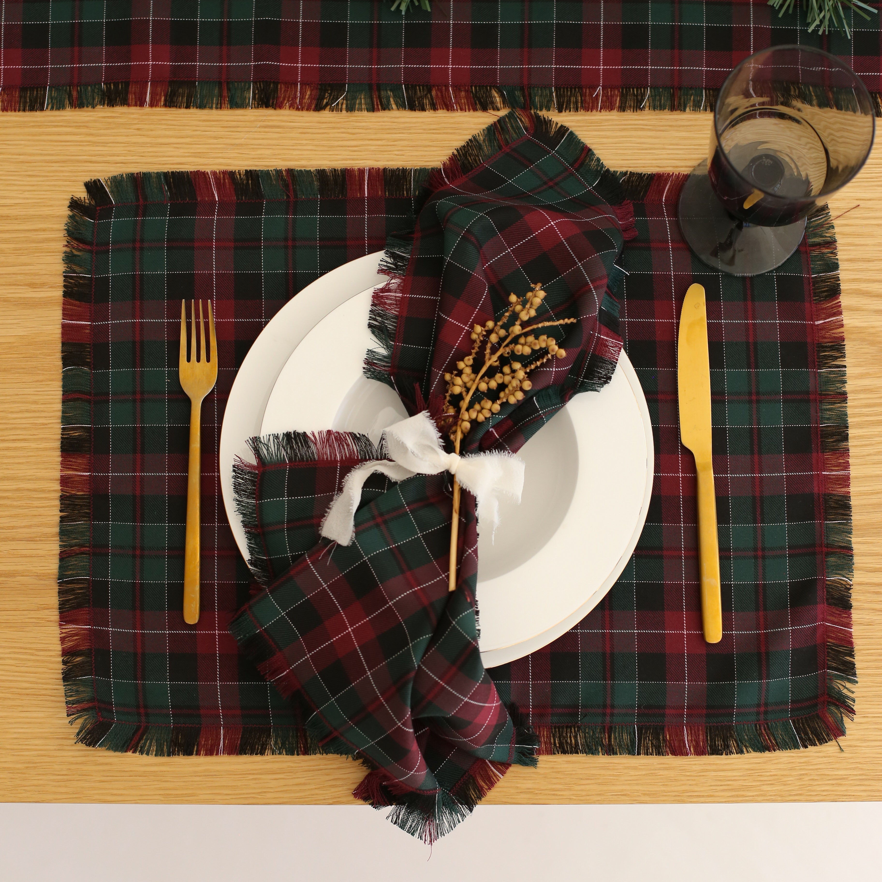 Tartan Themed Linen Placemats (Set of 2)