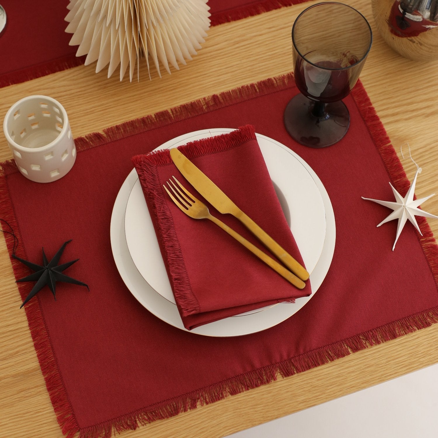 Burgundy Cotton Placemats (Set of 2)