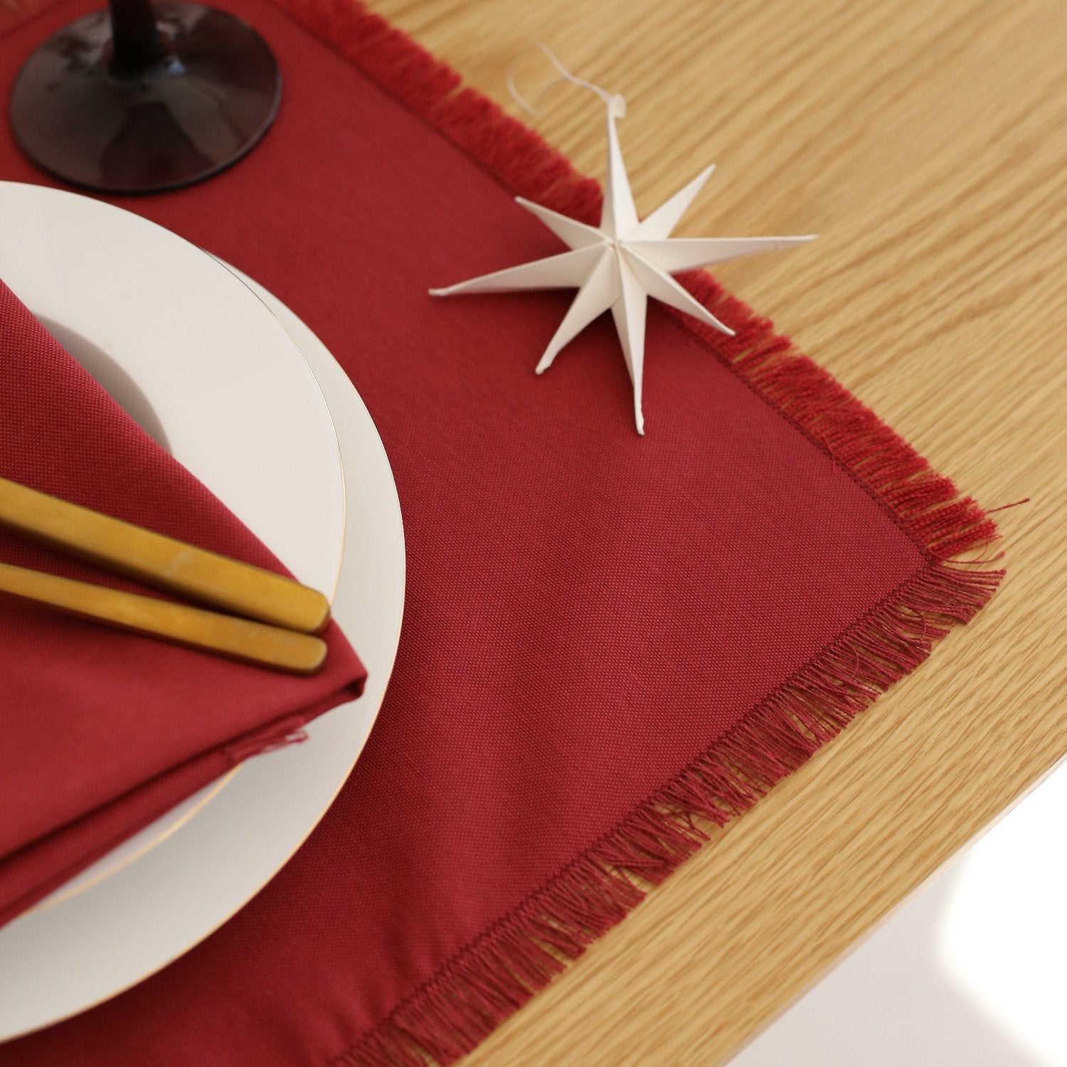 Burgundy Cotton Placemats (Set of 2)