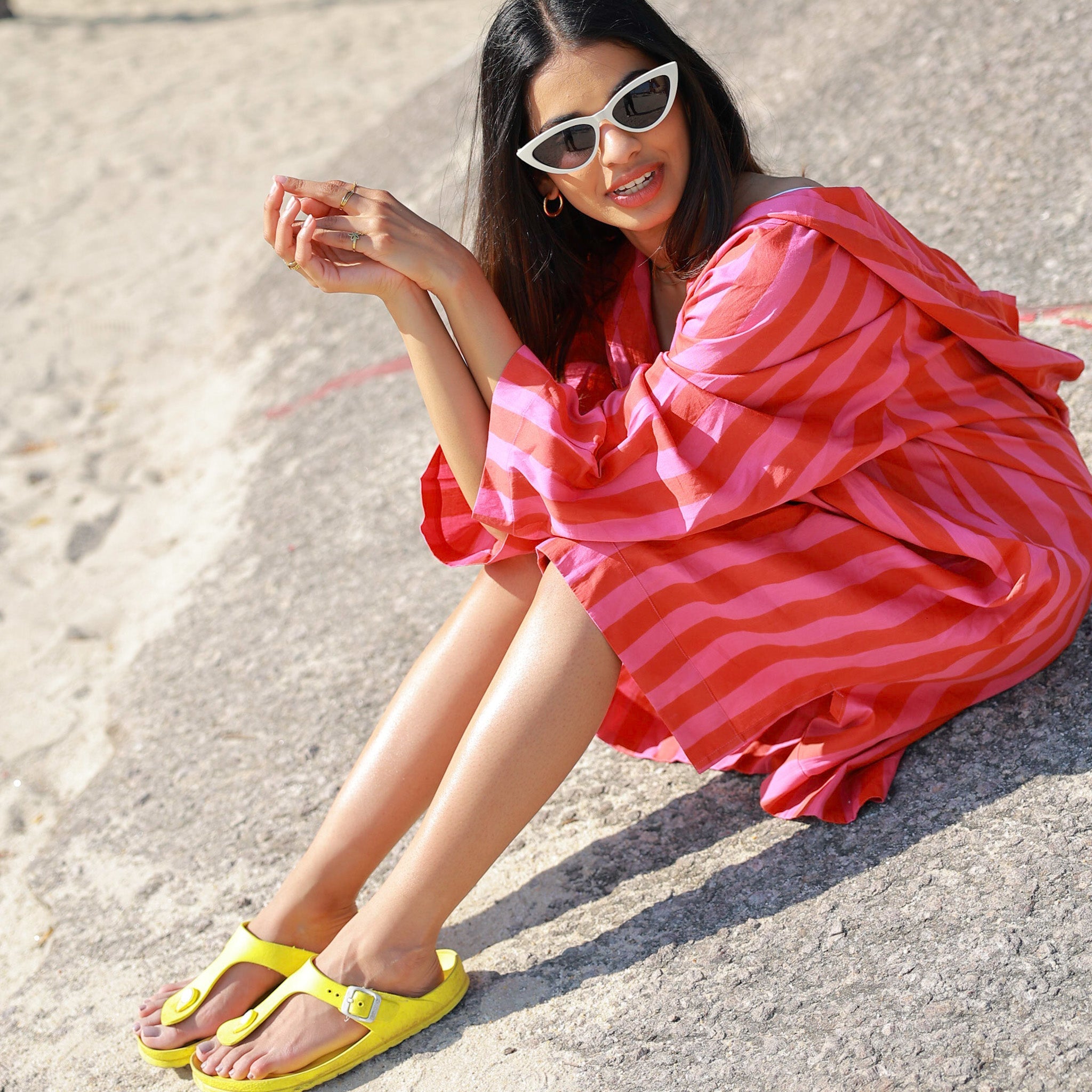 Ray Hoody in Fuchsia Red Cabana Stripe