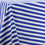 Rectangle Table Cloth in Blue White Cabana Stripe