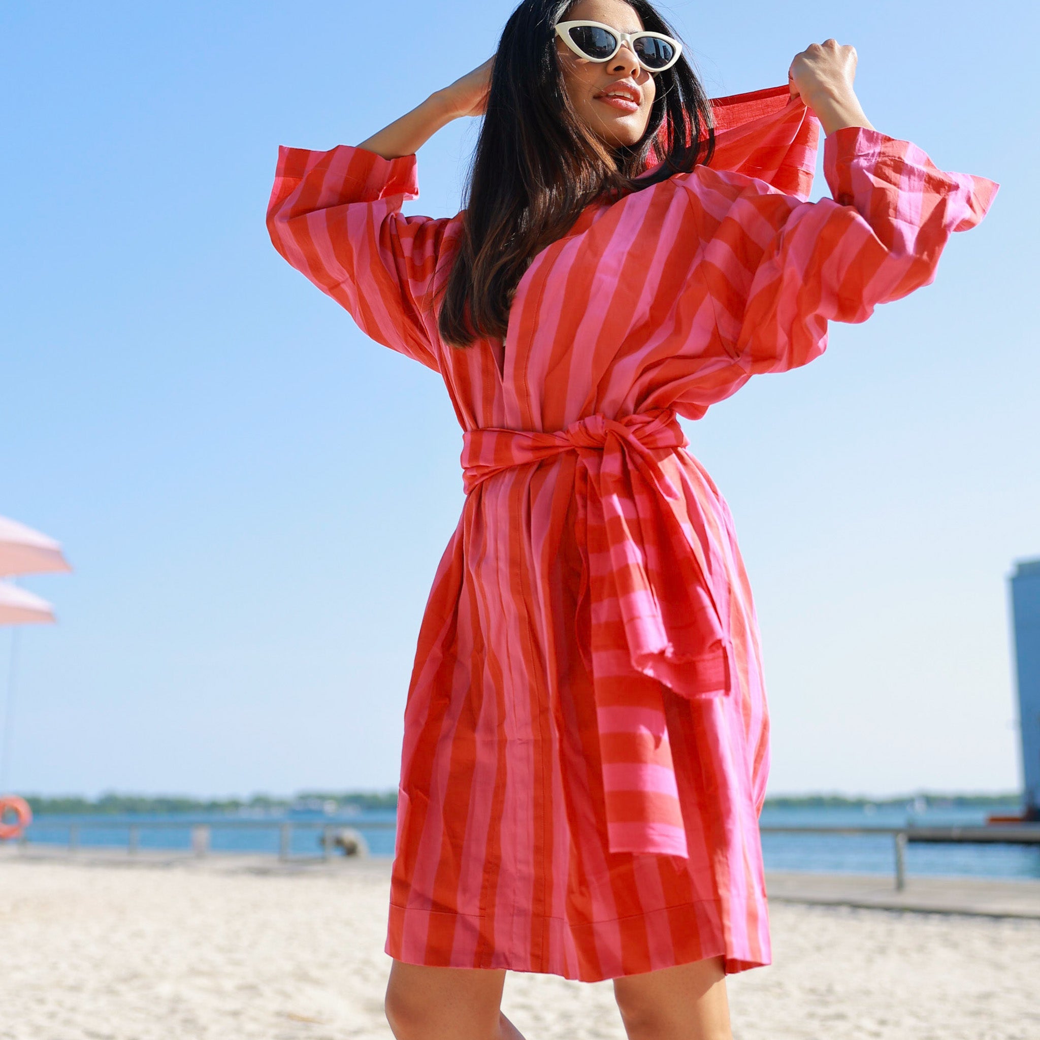 Ray Hoody in Fuchsia Red Cabana Stripe