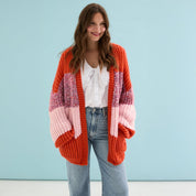 Janie Oversized Chunky Stripe Cardigan - Orange
