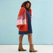 Janie Oversized Chunky Stripe Cardigan - Orange
