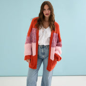 Janie Oversized Chunky Stripe Cardigan - Orange