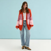 Janie Oversized Chunky Stripe Cardigan - Orange