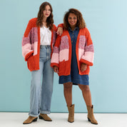 Janie Oversized Chunky Stripe Cardigan - Orange