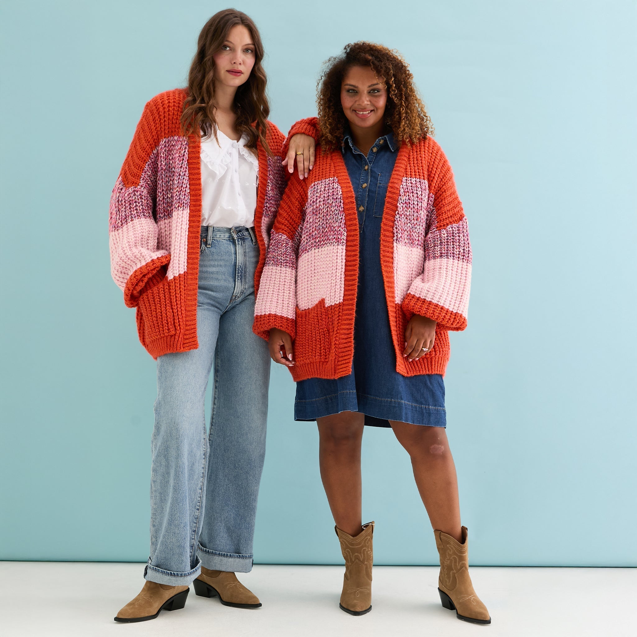 Janie Oversized Chunky Stripe Cardigan - Orange