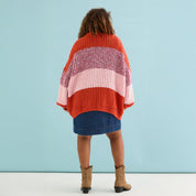 Janie Oversized Chunky Stripe Cardigan - Orange