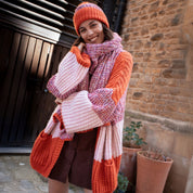 Janie Oversized Chunky Stripe Cardigan - Orange