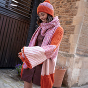 Janie Oversized Chunky Stripe Cardigan - Orange