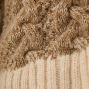 Jennie Cable High Neck Balloon Sleeve Jumper - Beige