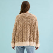 Jennie Cable High Neck Balloon Sleeve Jumper - Beige