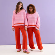 Judith Pointelle Stitch v Neck Jumper - Pink