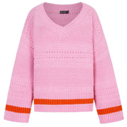 Judith Pointelle Stitch v Neck Jumper - Pink